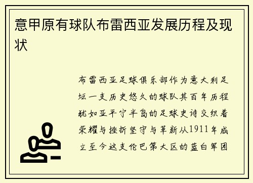 意甲原有球队布雷西亚发展历程及现状